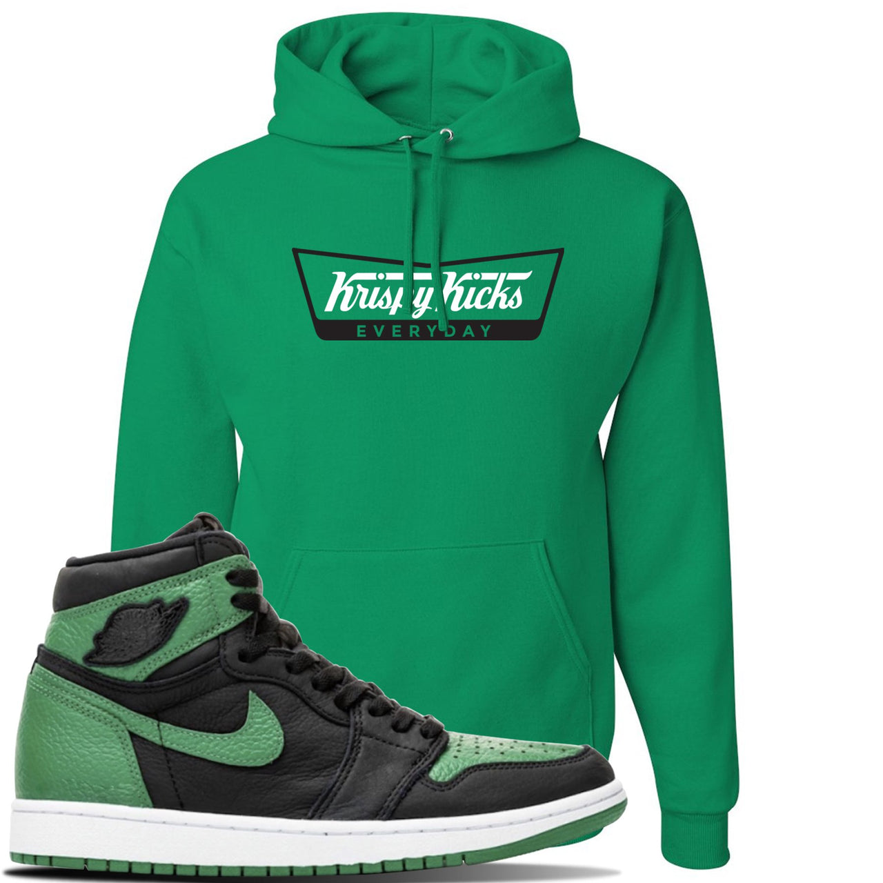 Jordan 1 Retro High OG Pine Green Gym Sneaker Kelly Green Pullover Hoodie | Hoodie to match Air Jordan 1 Retro High OG Pine Green Gym Shoes | Krispy Kicks