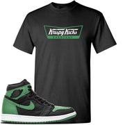 Jordan 1 Retro High OG Pine Green Gym Sneaker Black T Shirt | Tees to match Air Jordan 1 Retro High OG Pine Green Gym Shoes | Krispy Kicks