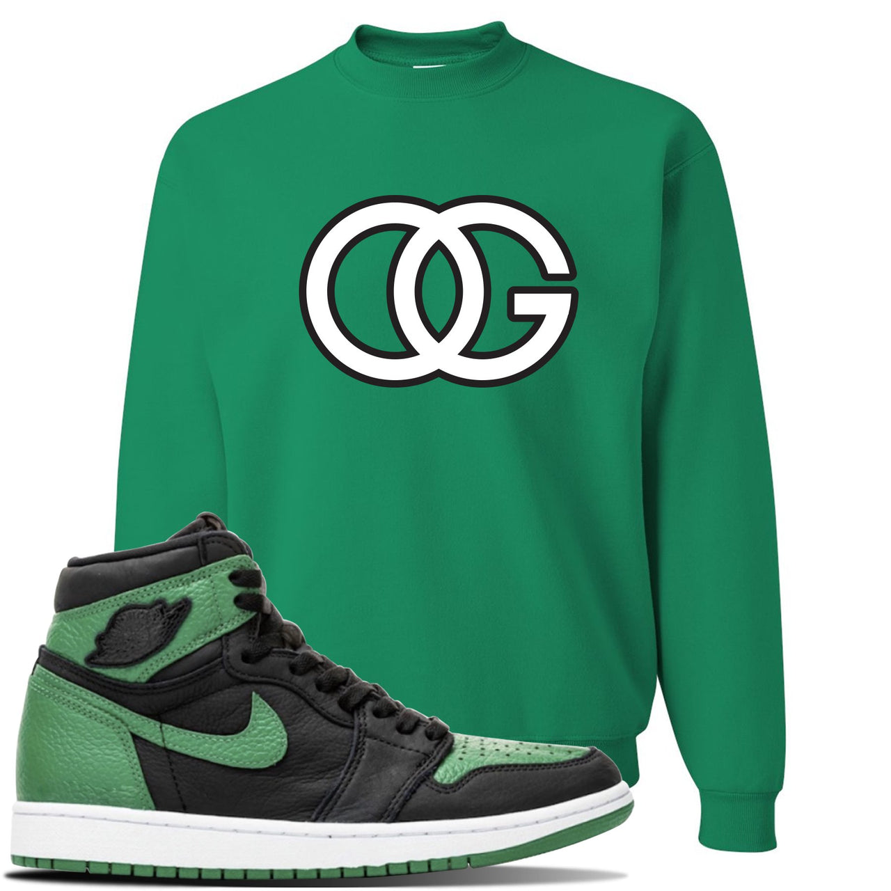 Jordan 1 Retro High OG Pine Green Gym Sneaker Kelly Green Crewneck Sweatshirt | Crewneck to match Air Jordan 1 Retro High OG Pine Green Gym Shoes | OG