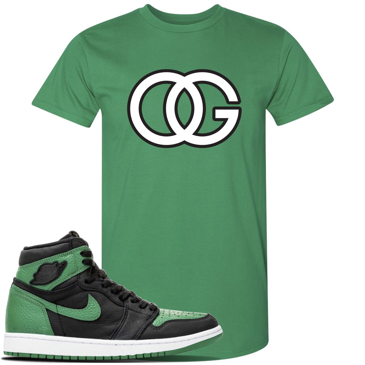 Jordan 1 Retro High OG Pine Green Gym Sneaker Kelly Green T Shirt | Tees to match Air Jordan 1 Retro High OG Pine Green Gym Shoes | OG