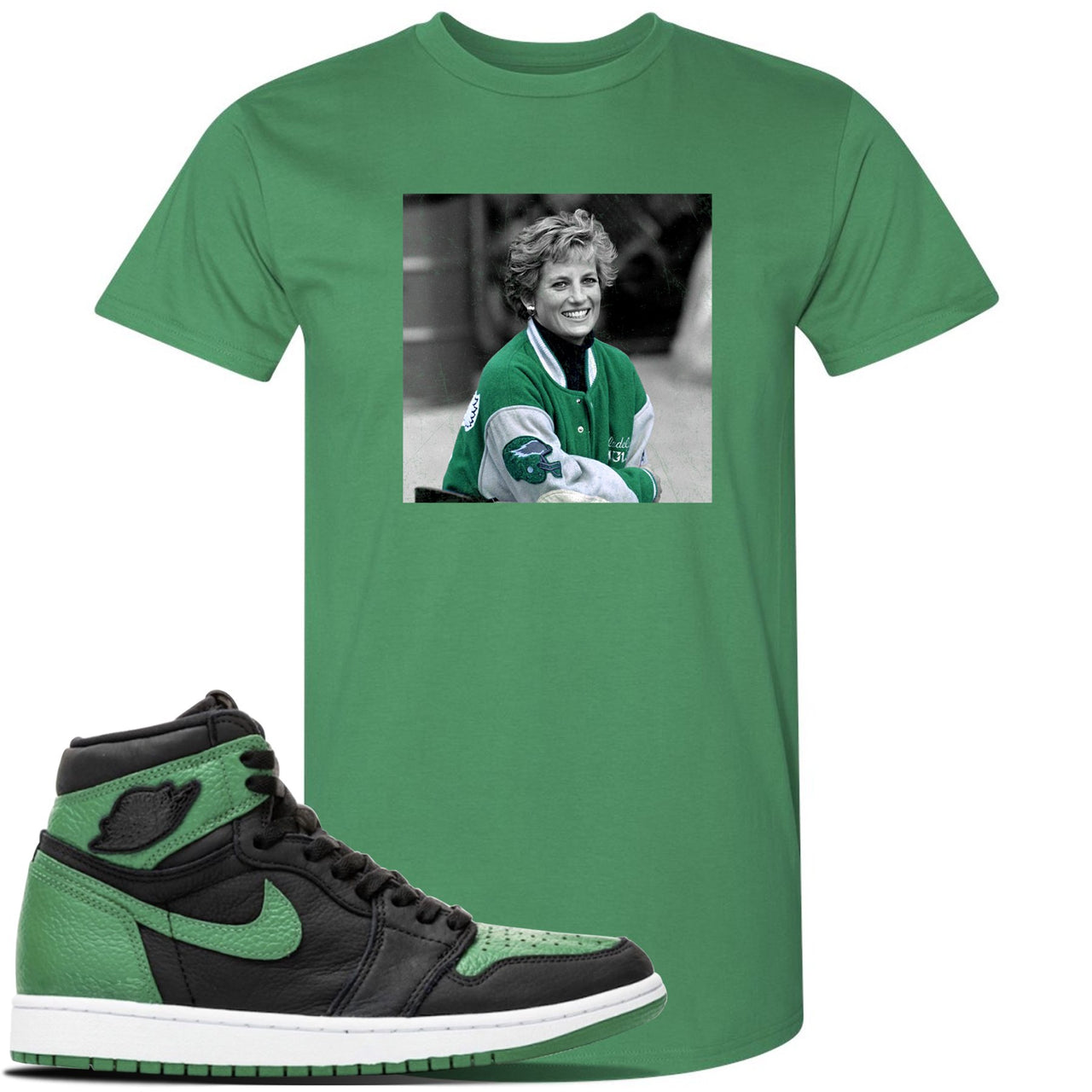 Jordan 1 Retro High OG Pine Green Gym Sneaker Kelly Green T Shirt | Tees to match Air Jordan 1 Retro High OG Pine Green Gym Shoes | Princess D
