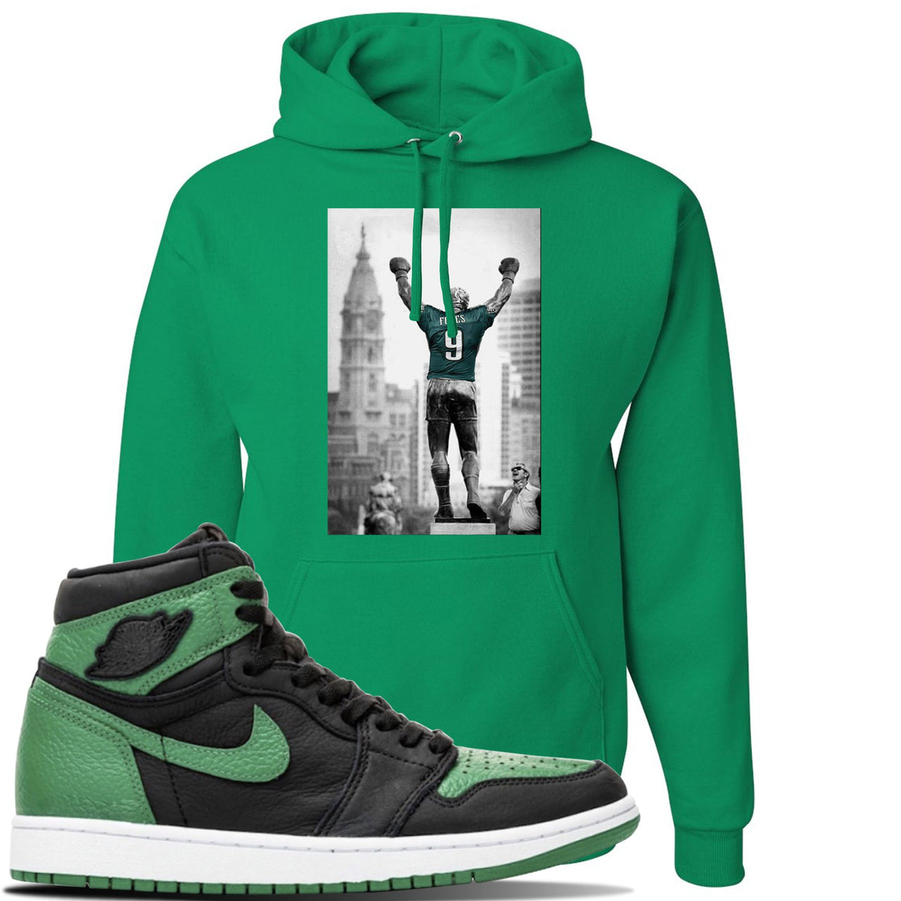 Jordan 1 Retro High OG Pine Green Gym Sneaker Kelly Green Pullover Hoodie | Hoodie to match Air Jordan 1 Retro High OG Pine Green Gym Shoes | Rocky Foles