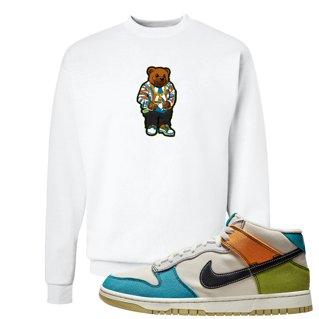 Pale Ivory Dunk Mid Crewneck Sweatshirt | Sweater Bear, White