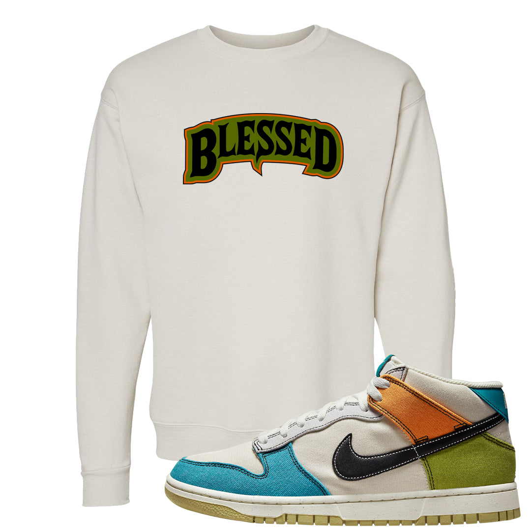 Pale Ivory Dunk Mid Crewneck Sweatshirt | Blessed Arch, Sand