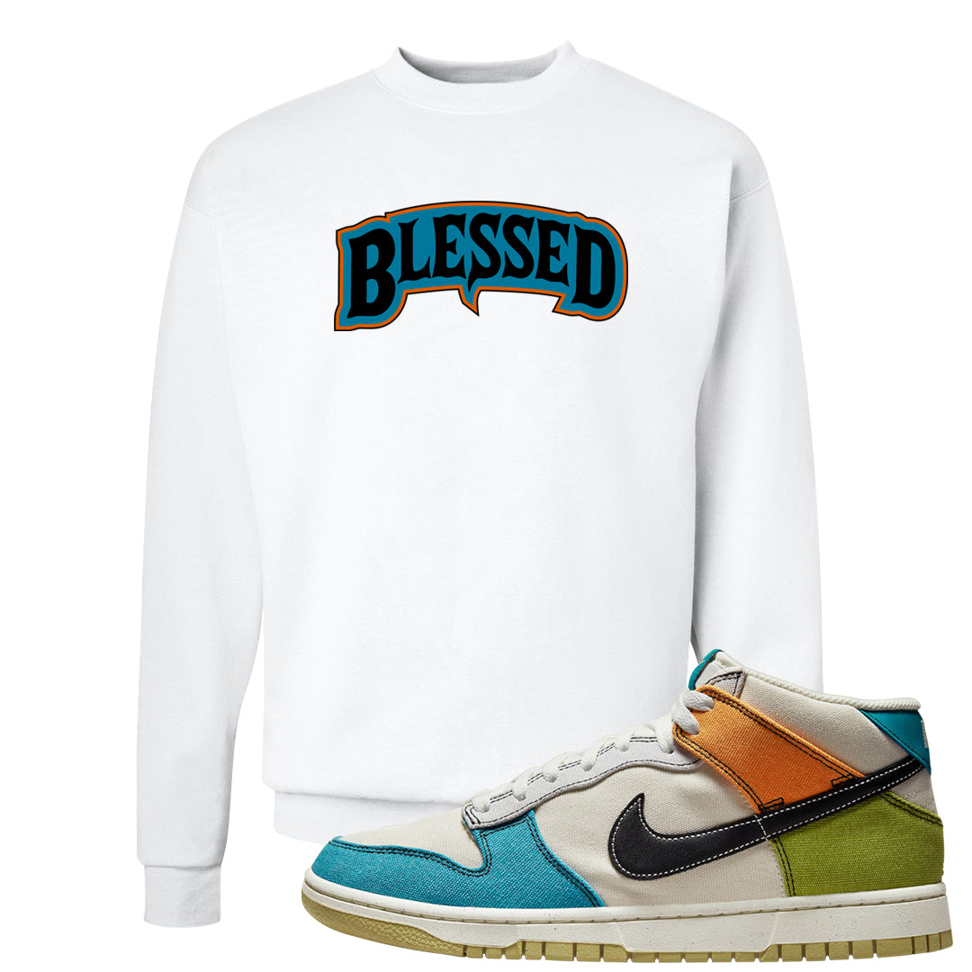 Pale Ivory Dunk Mid Crewneck Sweatshirt | Blessed Arch, White
