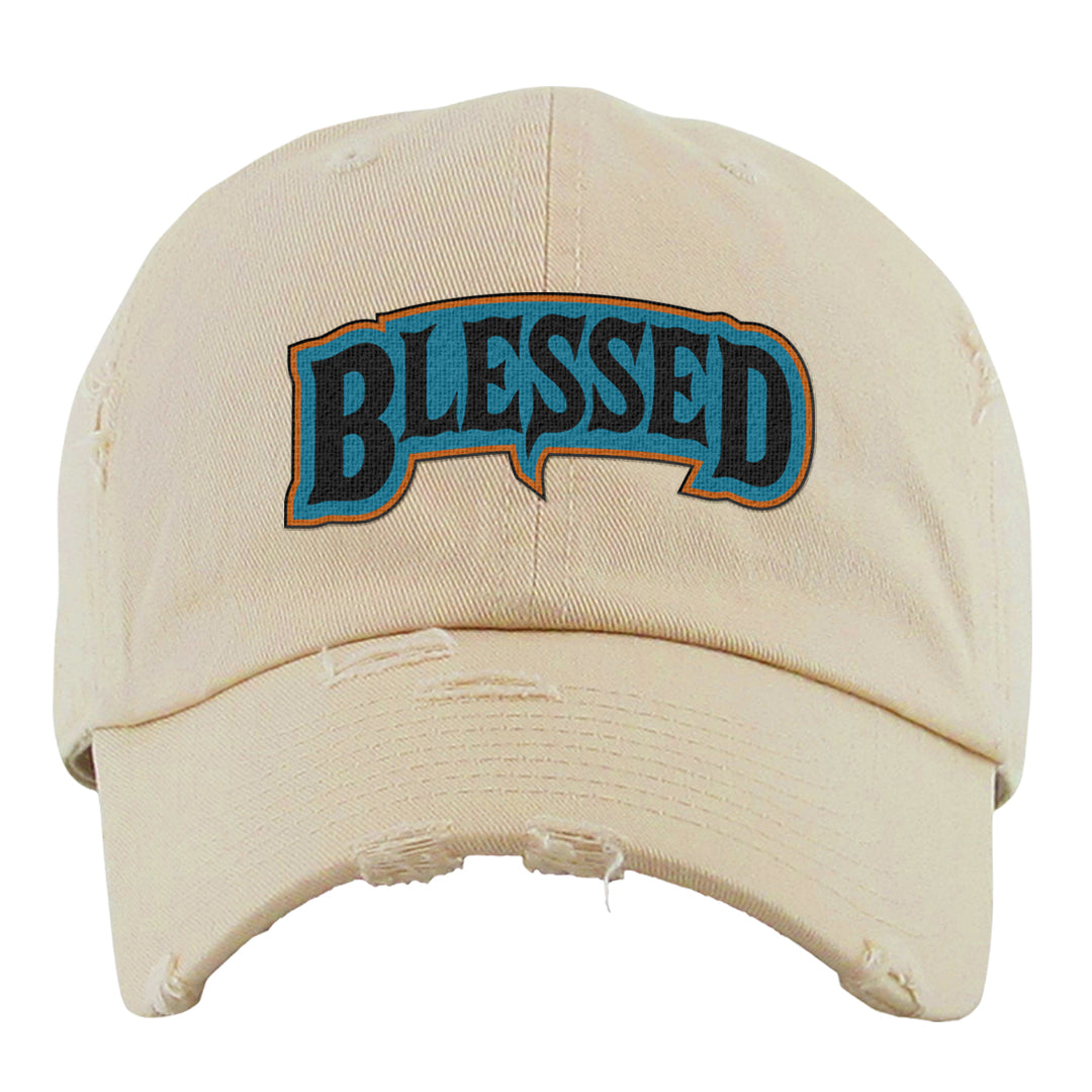 Pale Ivory Dunk Mid Distressed Dad Hat | Blessed Arch, Ivory