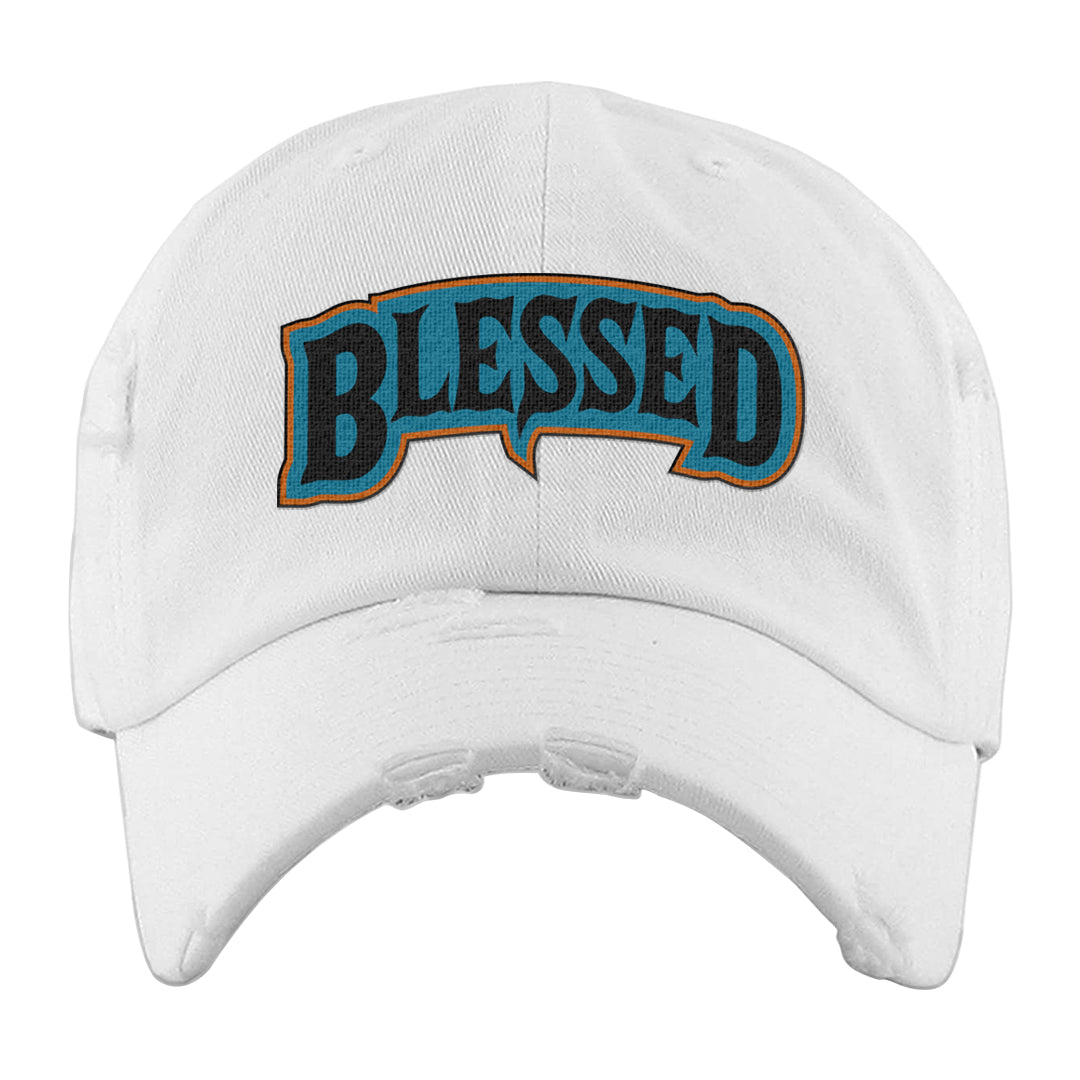 Pale Ivory Dunk Mid Distressed Dad Hat | Blessed Arch, White