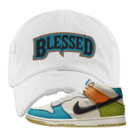 Pale Ivory Dunk Mid Distressed Dad Hat | Blessed Arch, Yellow
