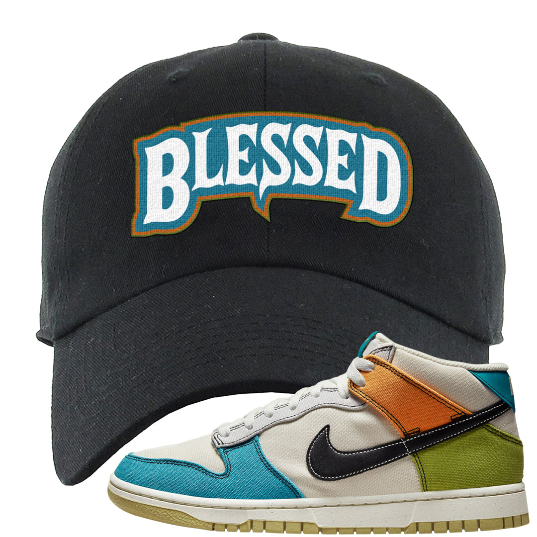 Pale Ivory Dunk Mid Dad Hat | Blessed Arch, Black