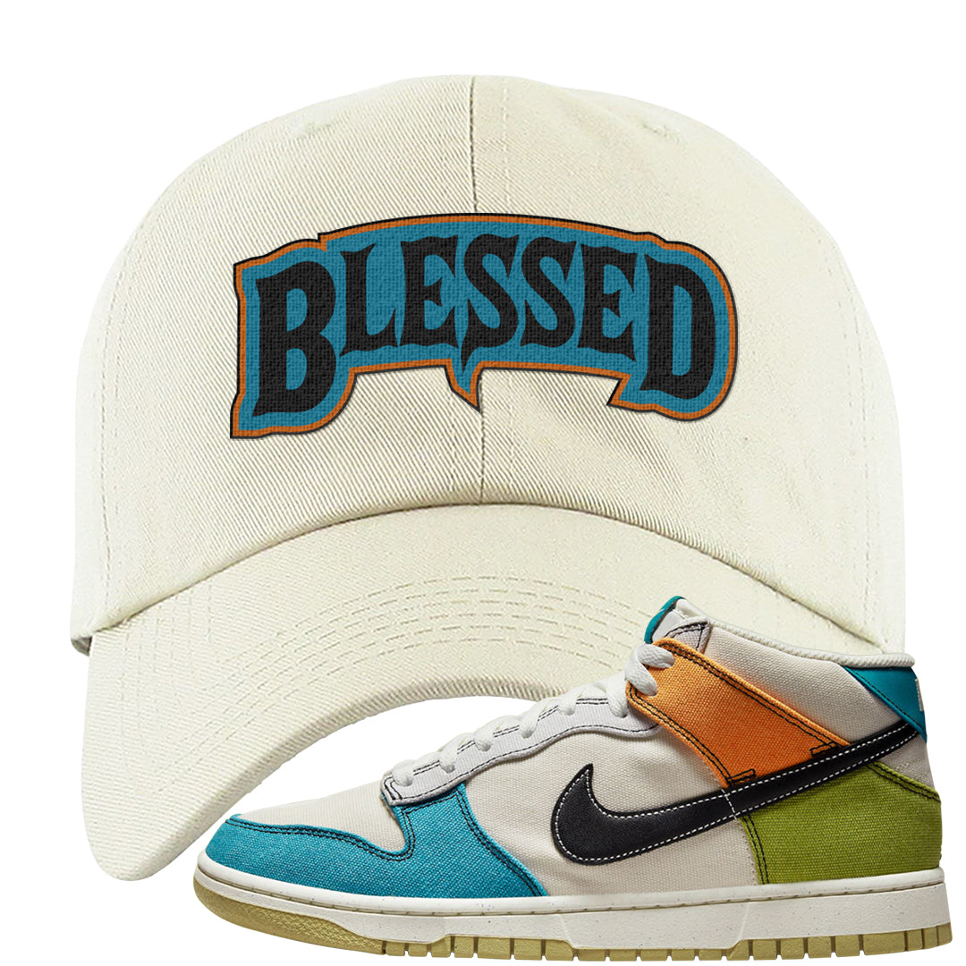 Pale Ivory Dunk Mid Dad Hat | Blessed Arch, White