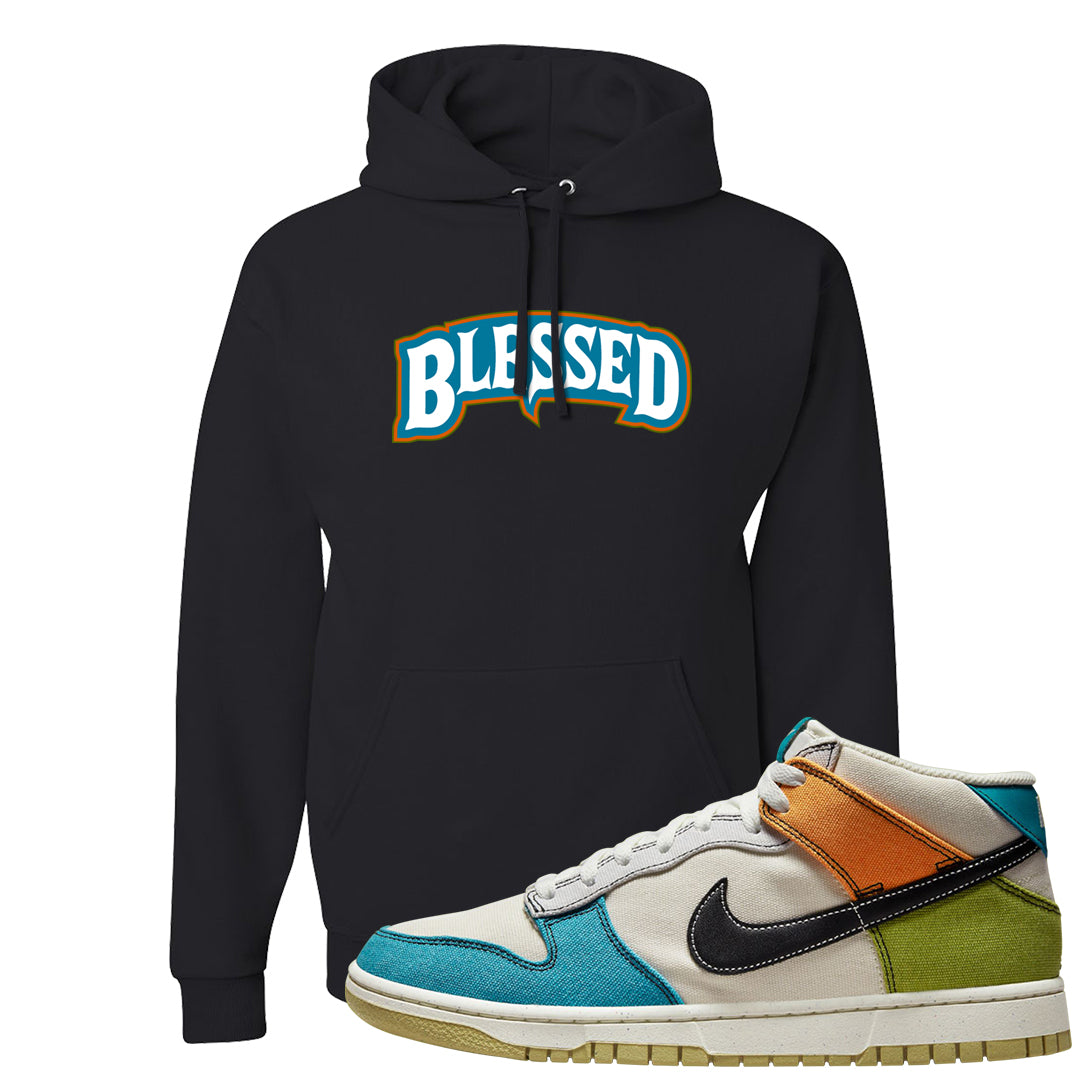 Pale Ivory Dunk Mid Hoodie | Blessed Arch, Black