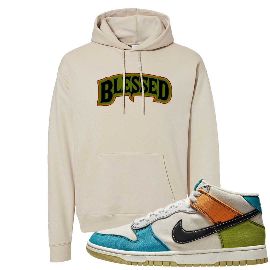 Pale Ivory Dunk Mid Hoodie | Blessed Arch, Sand