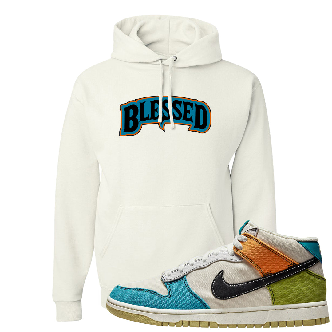 Pale Ivory Dunk Mid Hoodie | Blessed Arch, White