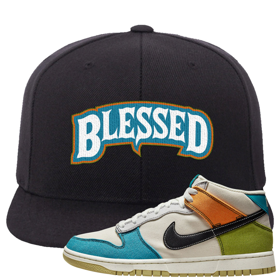 Pale Ivory Dunk Mid Snapback Hat | Blessed Arch, Black