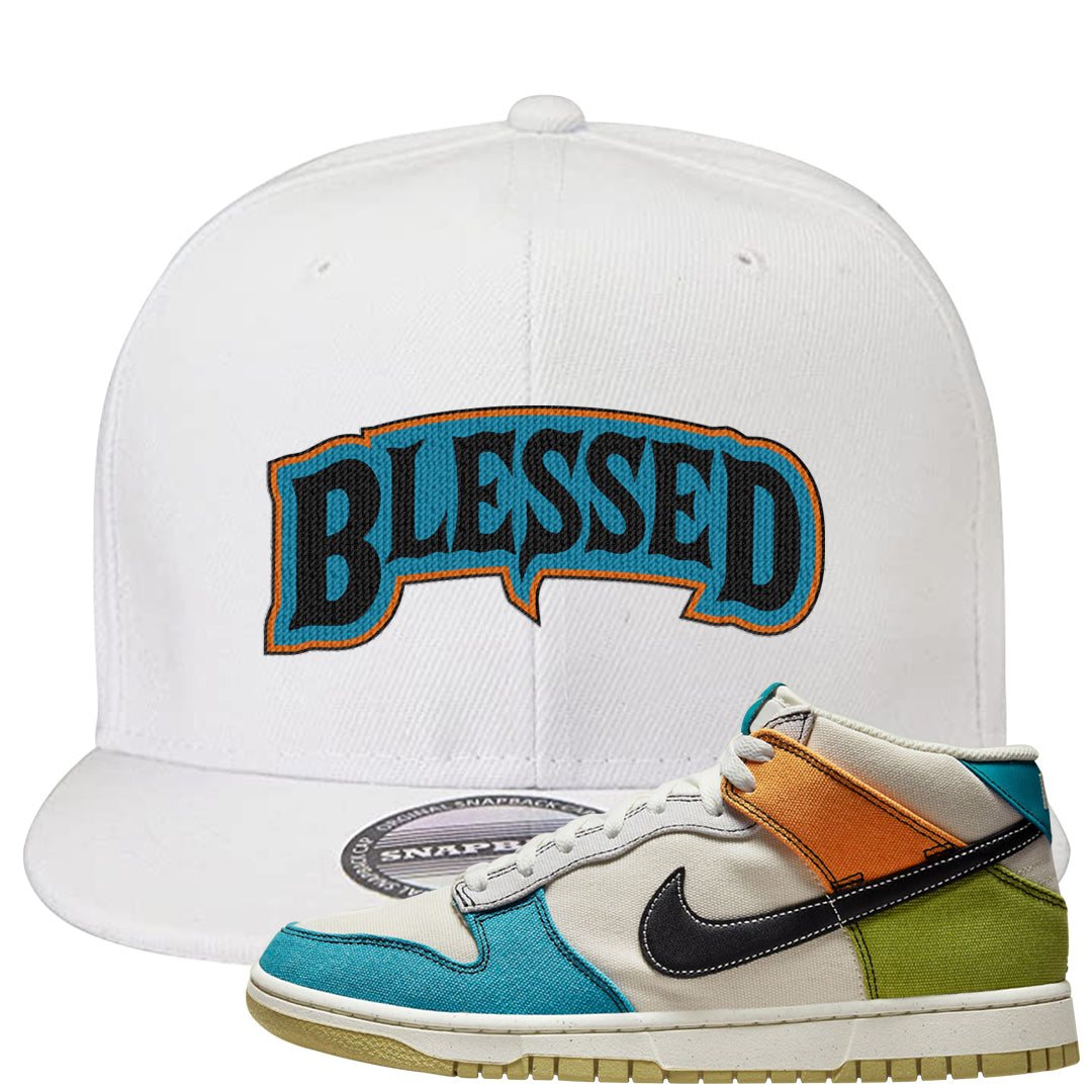 Pale Ivory Dunk Mid Snapback Hat | Blessed Arch, White