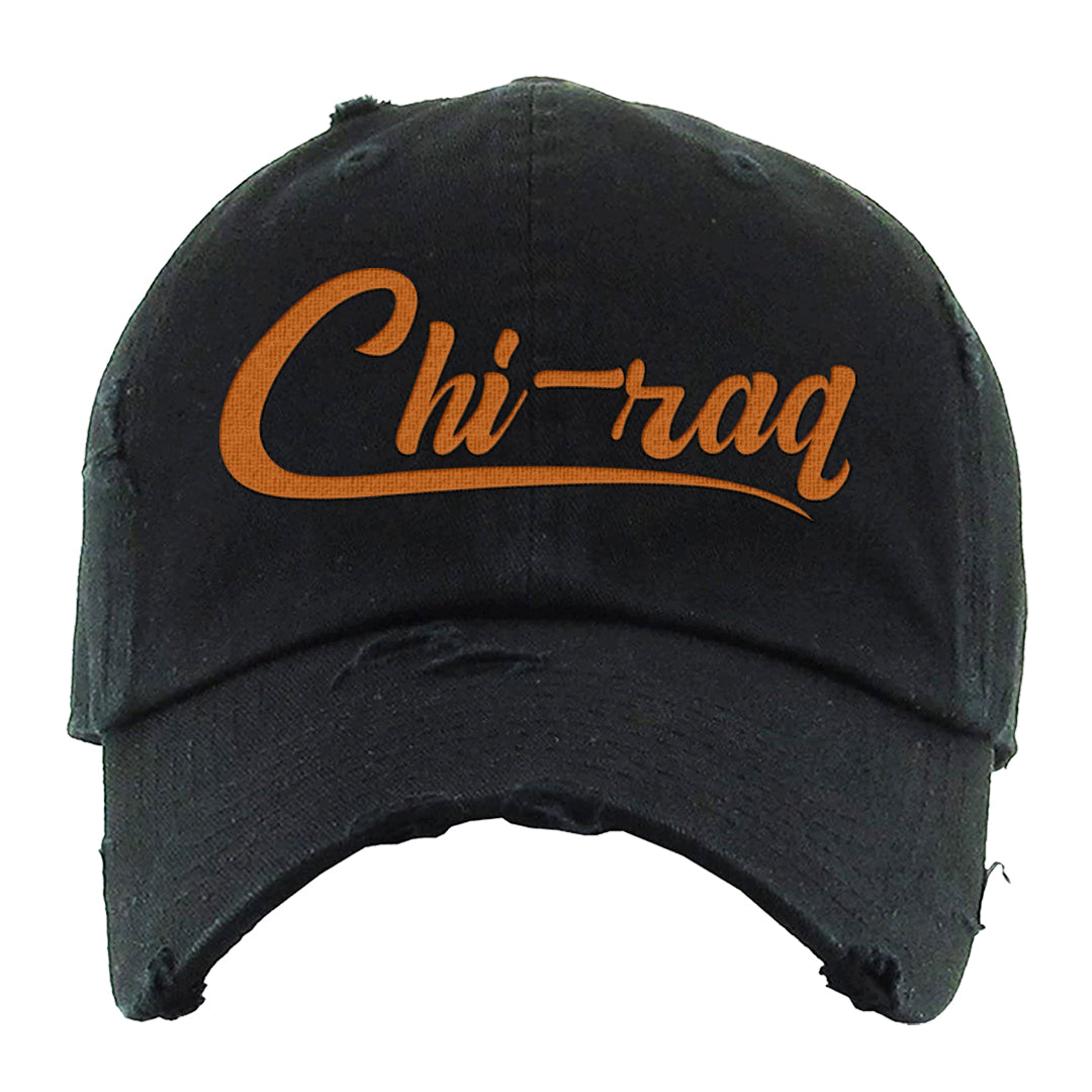 Pale Ivory Dunk Mid Distressed Dad Hat | Chiraq, Black