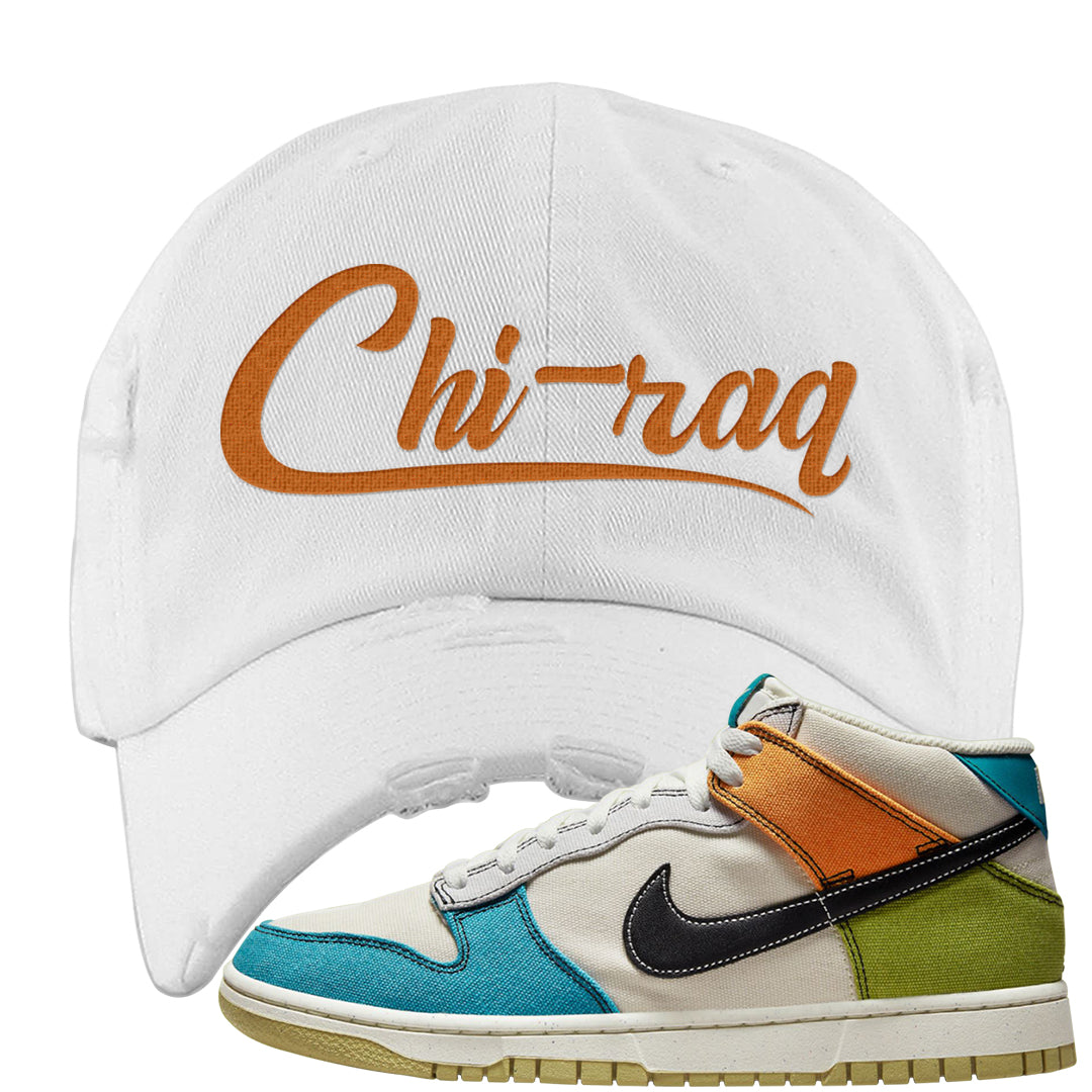 Pale Ivory Dunk Mid Distressed Dad Hat | Chiraq, Yellow