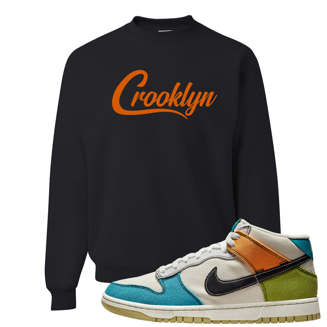 Pale Ivory Dunk Mid Crewneck Sweatshirt | Crooklyn, Black