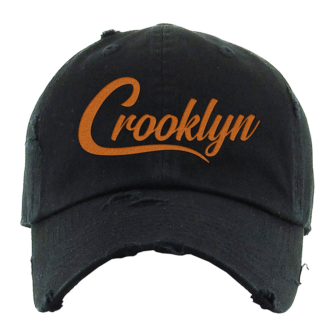 Pale Ivory Dunk Mid Distressed Dad Hat | Crooklyn, Black