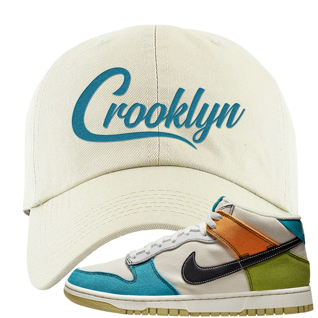 Pale Ivory Dunk Mid Dad Hat | Crooklyn, White