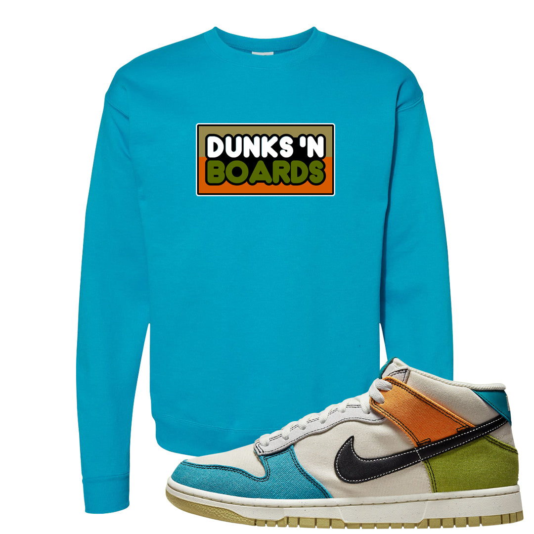 Pale Ivory Dunk Mid Crewneck Sweatshirt | Dunks N Boards, Teal