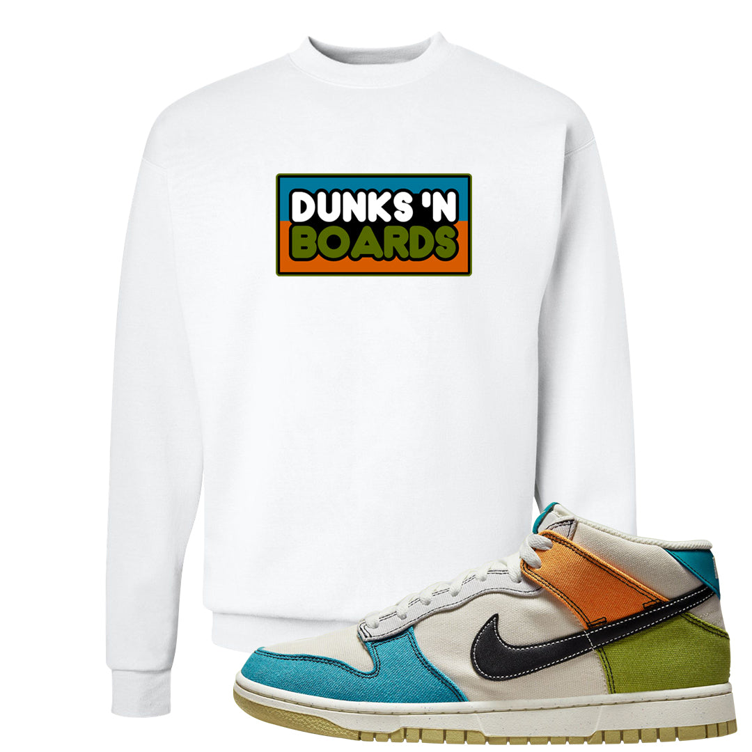 Pale Ivory Dunk Mid Crewneck Sweatshirt | Dunks N Boards, White