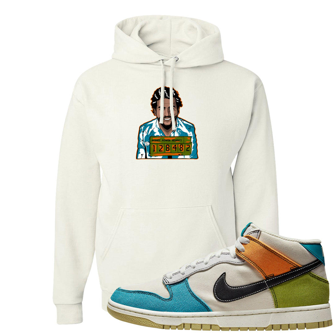 Pale Ivory Dunk Mid Hoodie | Escobar Illustration, White