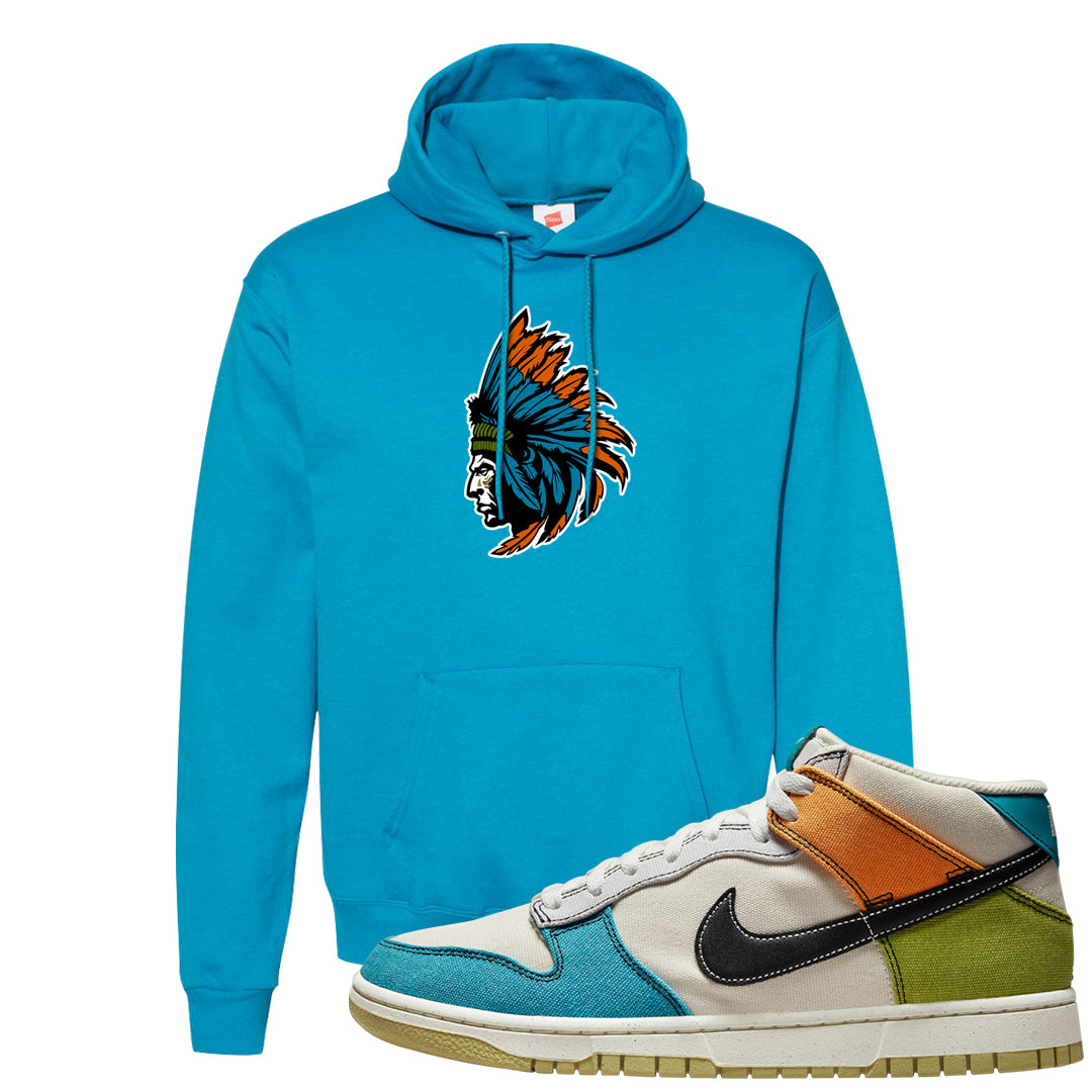 Pale Ivory Dunk Mid Hoodie | Indian Chief, Teal