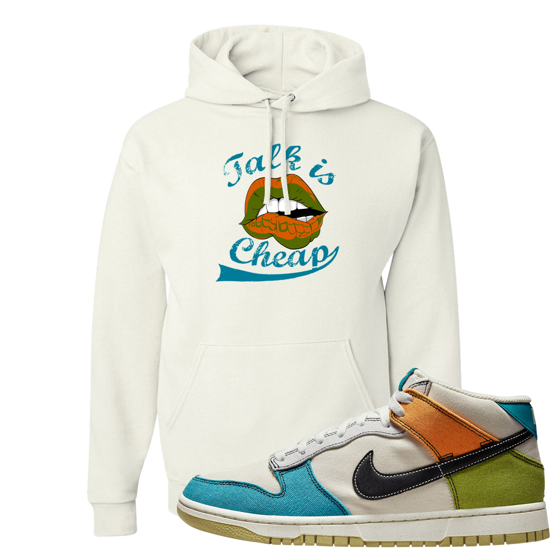 Pale Ivory Dunk Mid Hoodie | Talk Lips, White