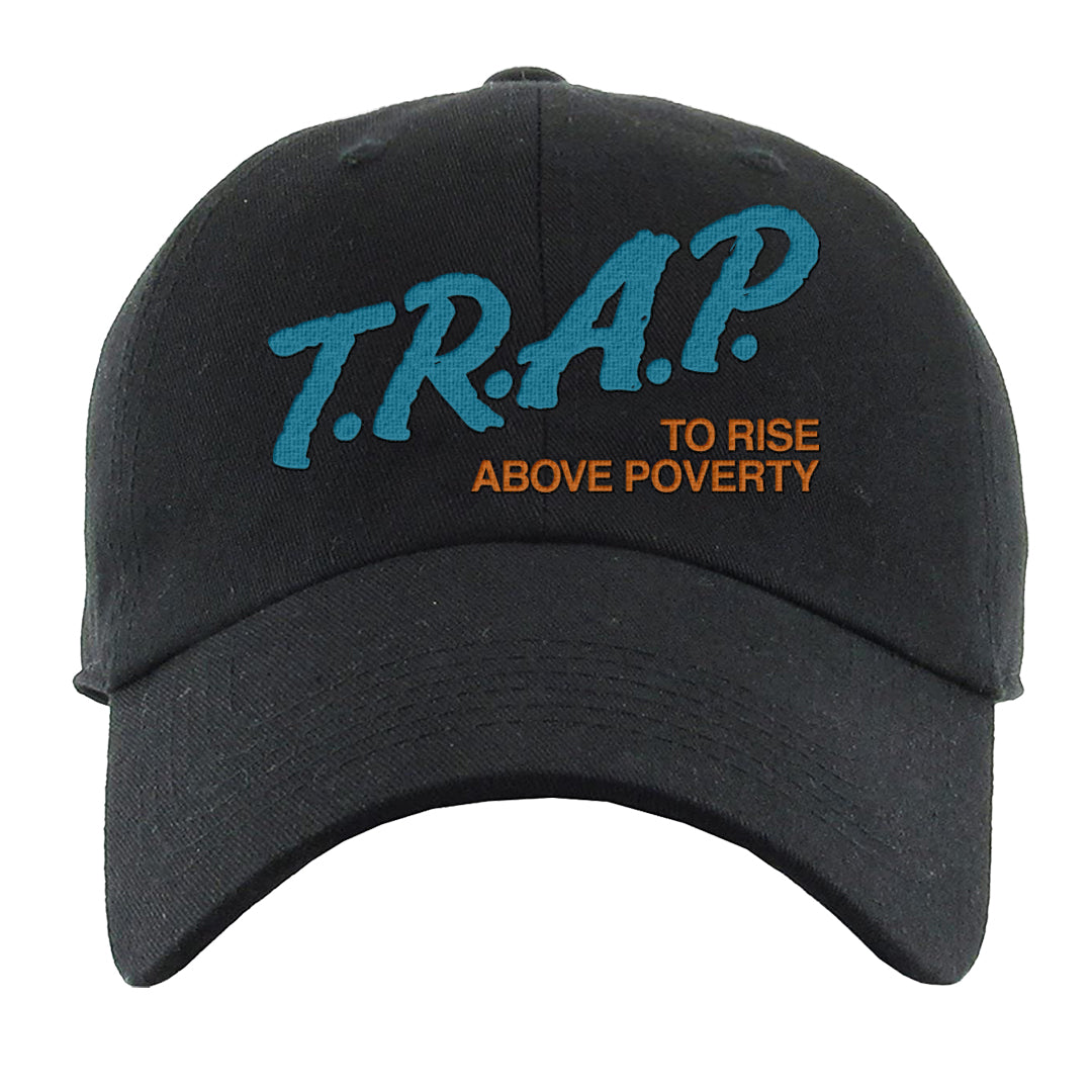 Pale Ivory Dunk Mid Dad Hat | Trap To Rise Above Poverty, Black