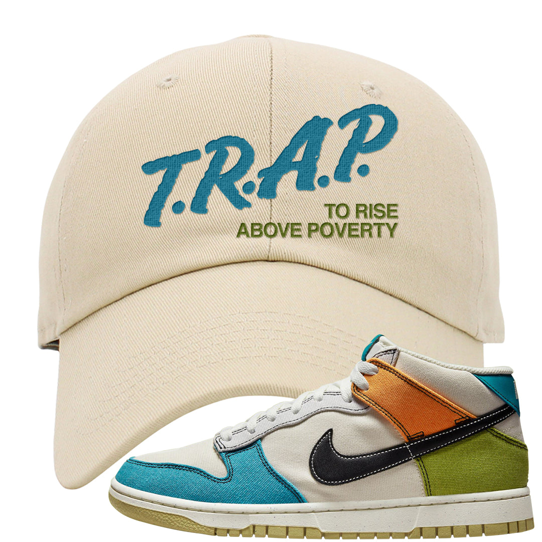 Pale Ivory Dunk Mid Dad Hat | Trap To Rise Above Poverty, Ivory