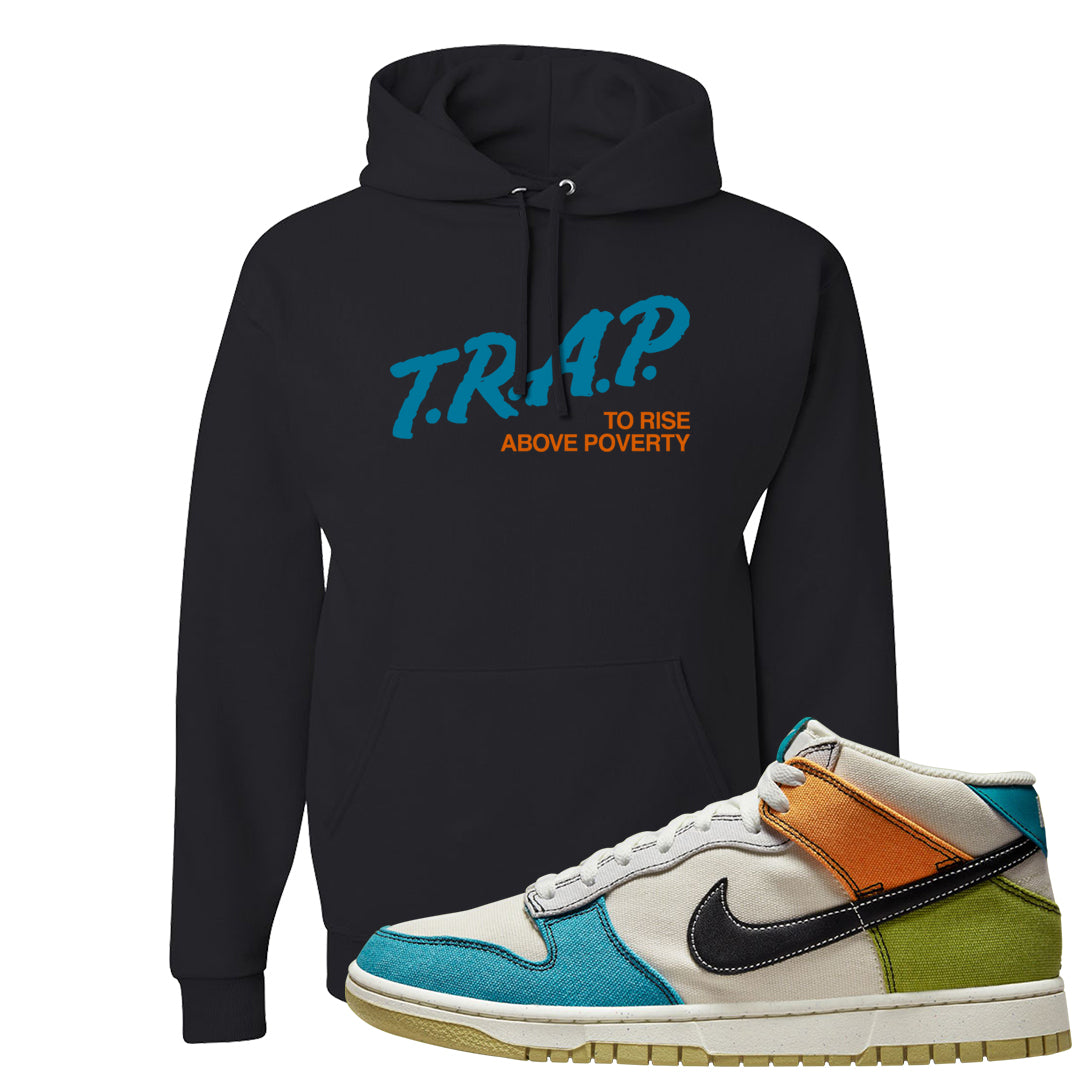 Pale Ivory Dunk Mid Hoodie | Trap To Rise Above Poverty, Black