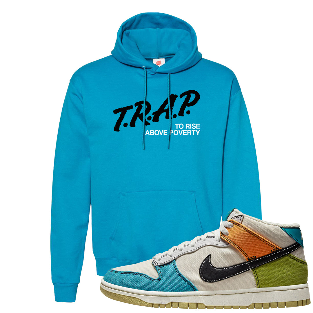 Pale Ivory Dunk Mid Hoodie | Trap To Rise Above Poverty, Teal