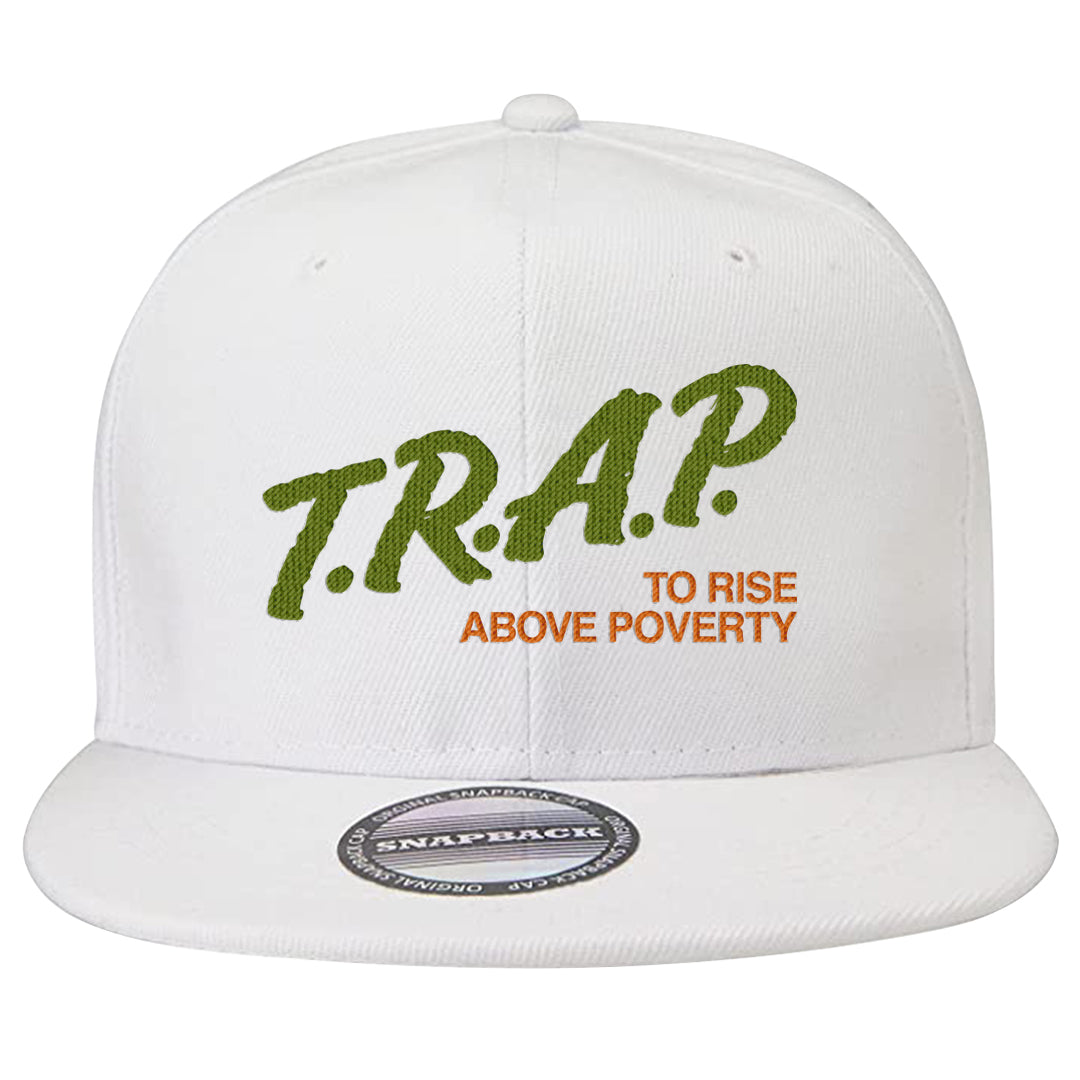 Pale Ivory Dunk Mid Snapback Hat | Trap To Rise Above Poverty, White