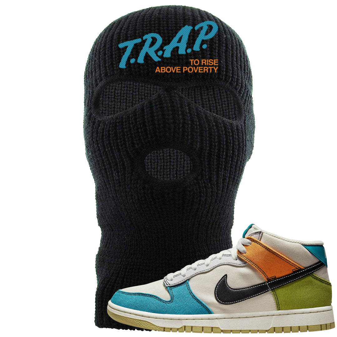 Pale Ivory Dunk Mid Ski Mask | Trap To Rise Above Poverty, Black