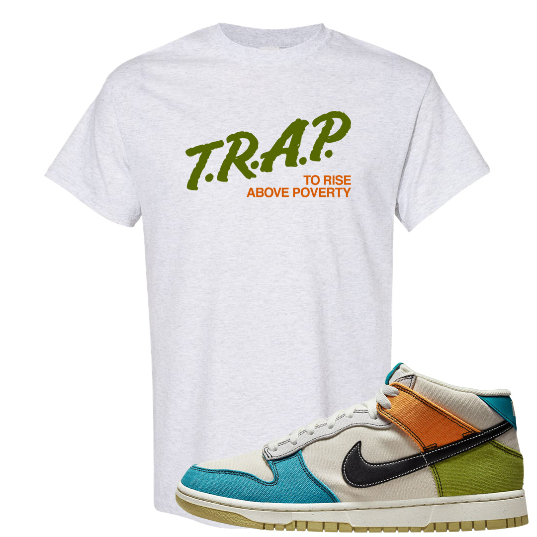 Pale Ivory Dunk Mid T Shirt | Trap To Rise Above Poverty, Ash