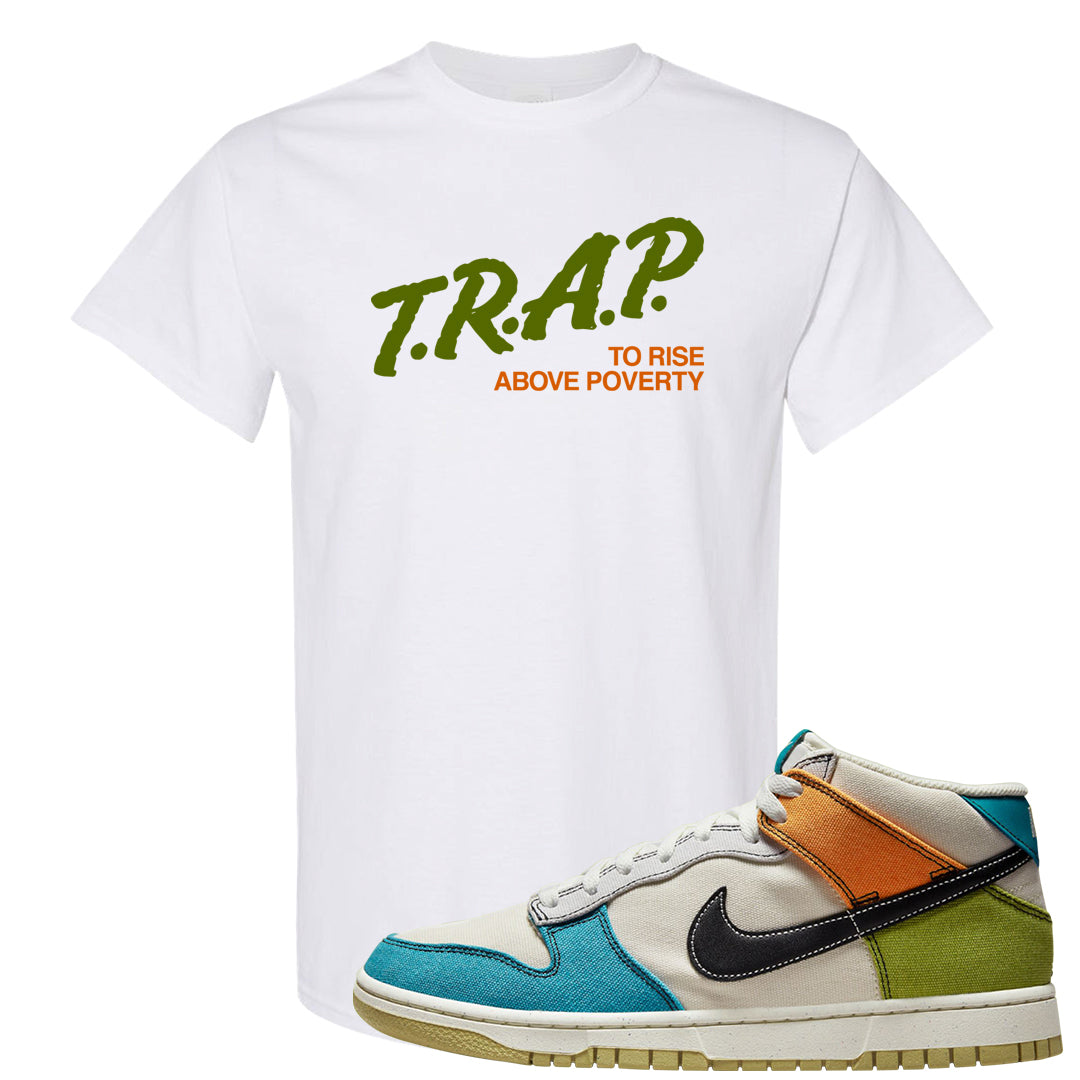 Pale Ivory Dunk Mid T Shirt | Trap To Rise Above Poverty, White