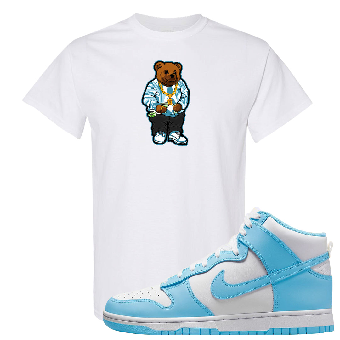 Blue Chill High Dunks T Shirt | Sweater Bear, White