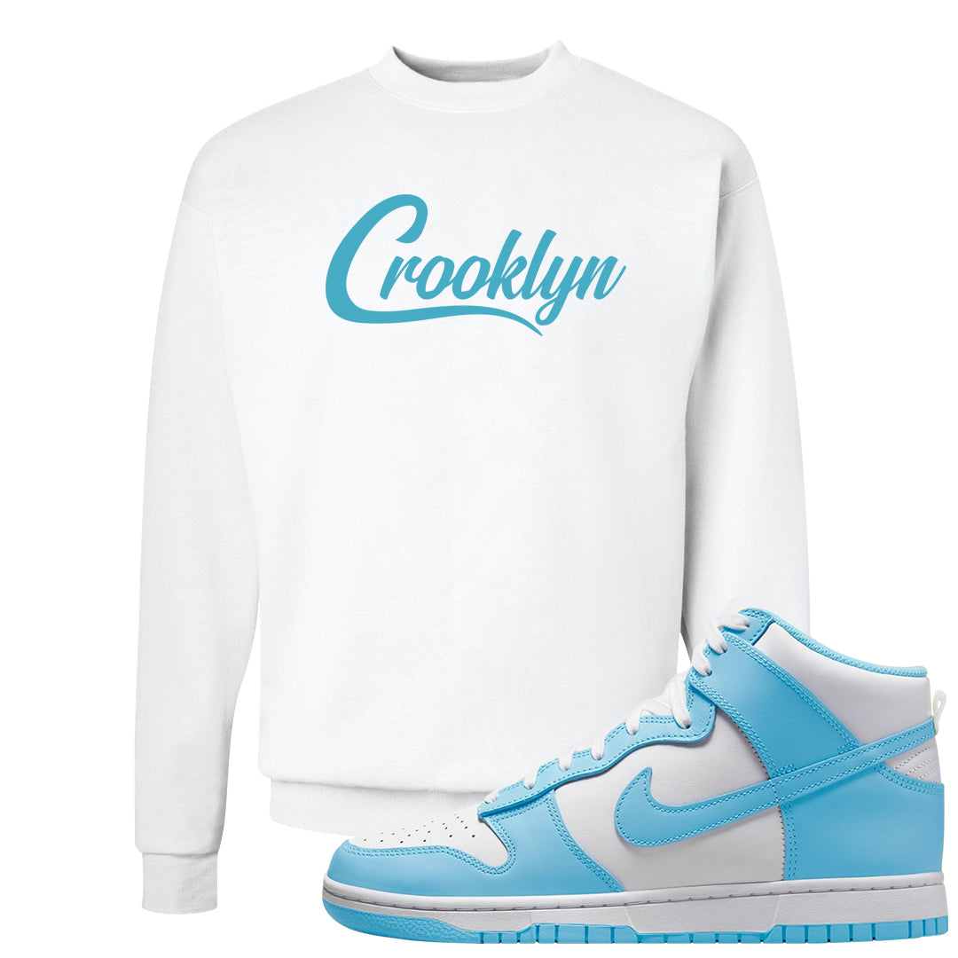 Blue Chill High Dunks Crewneck Sweatshirt | Crooklyn, White