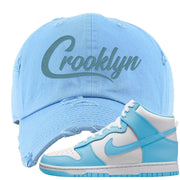 Blue Chill High Dunks Distressed Dad Hat | Crooklyn, Light Blue