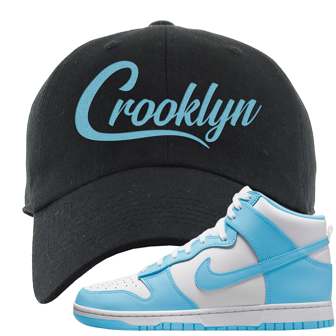 Blue Chill High Dunks Dad Hat | Crooklyn, Black