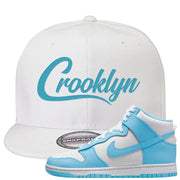 Blue Chill High Dunks Snapback Hat | Crooklyn, White