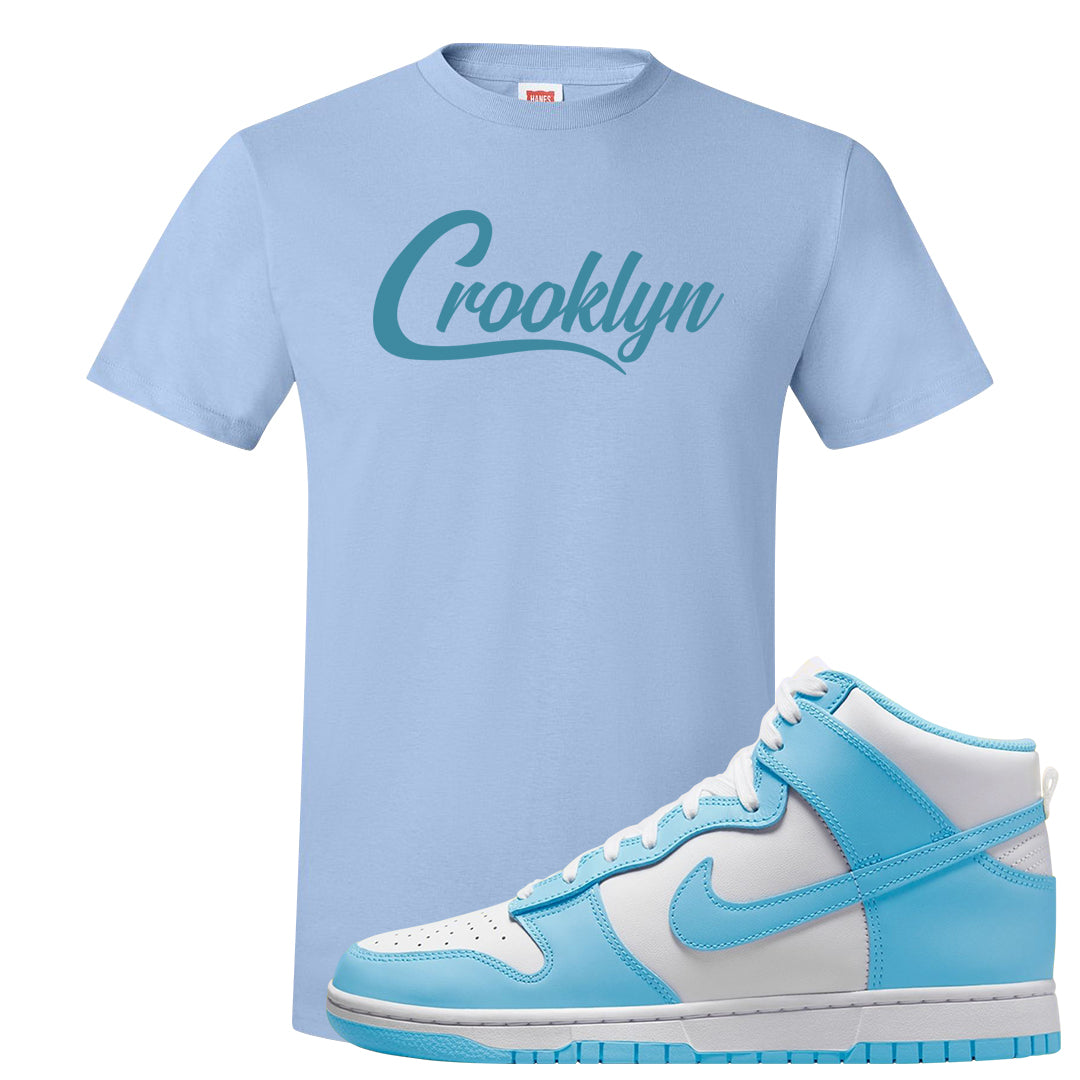 Blue Chill High Dunks T Shirt | Crooklyn, Light Blue