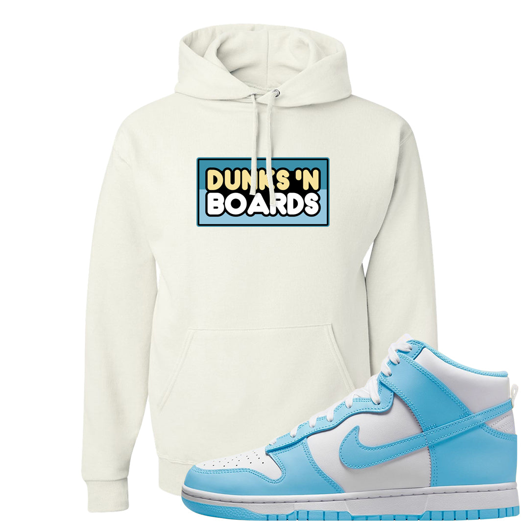 Blue Chill High Dunks Hoodie | Dunks N Boards, White