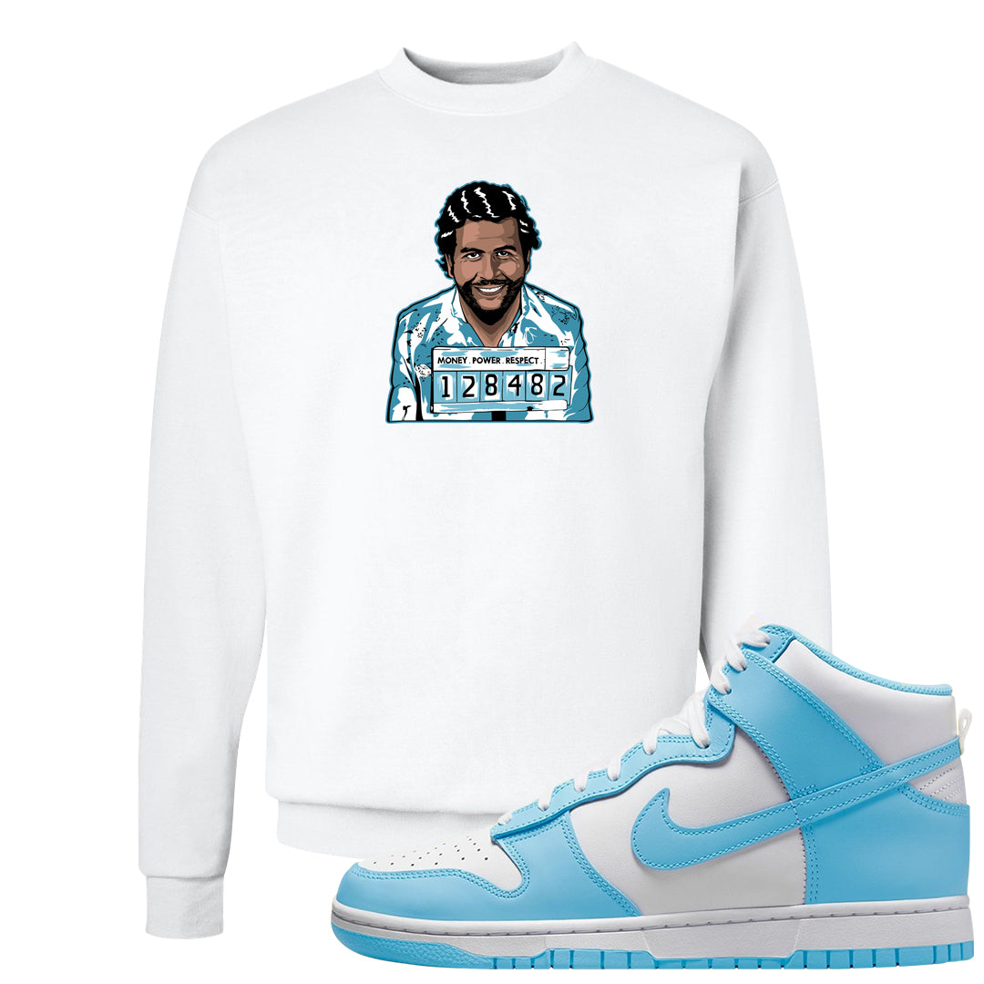 Blue Chill High Dunks Crewneck Sweatshirt | Escobar Illustration, White