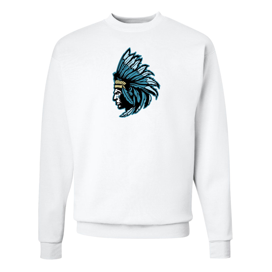 Blue Chill High Dunks Crewneck Sweatshirt | Indian Chief, White