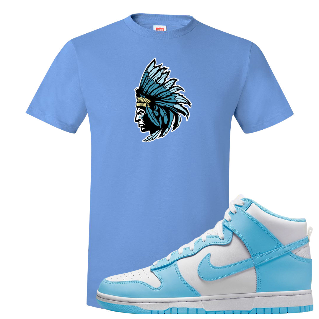 Blue Chill High Dunks T Shirt | Indian Chief, Carolina Blue