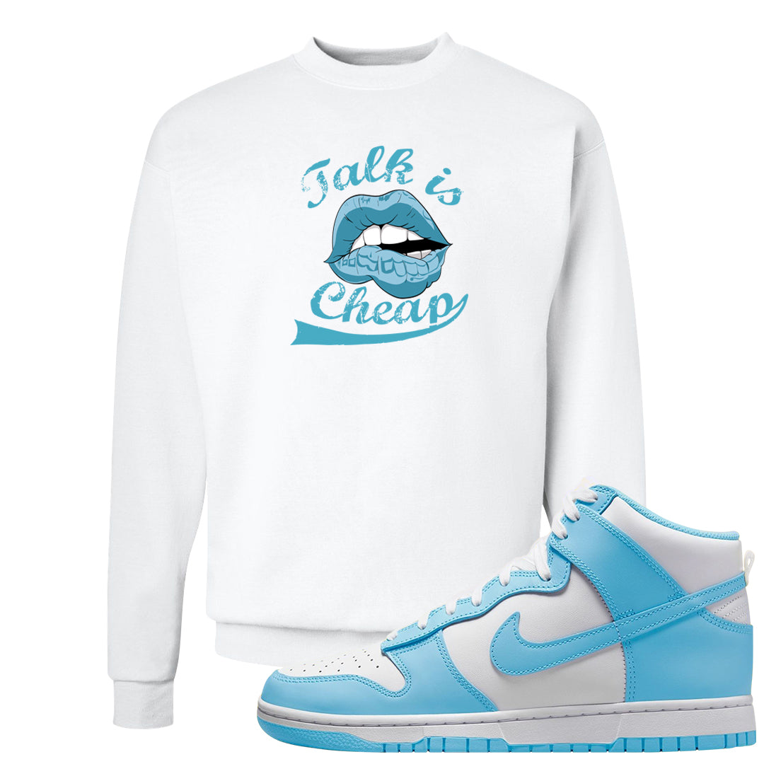 Blue Chill High Dunks Crewneck Sweatshirt | Talk Lips, White