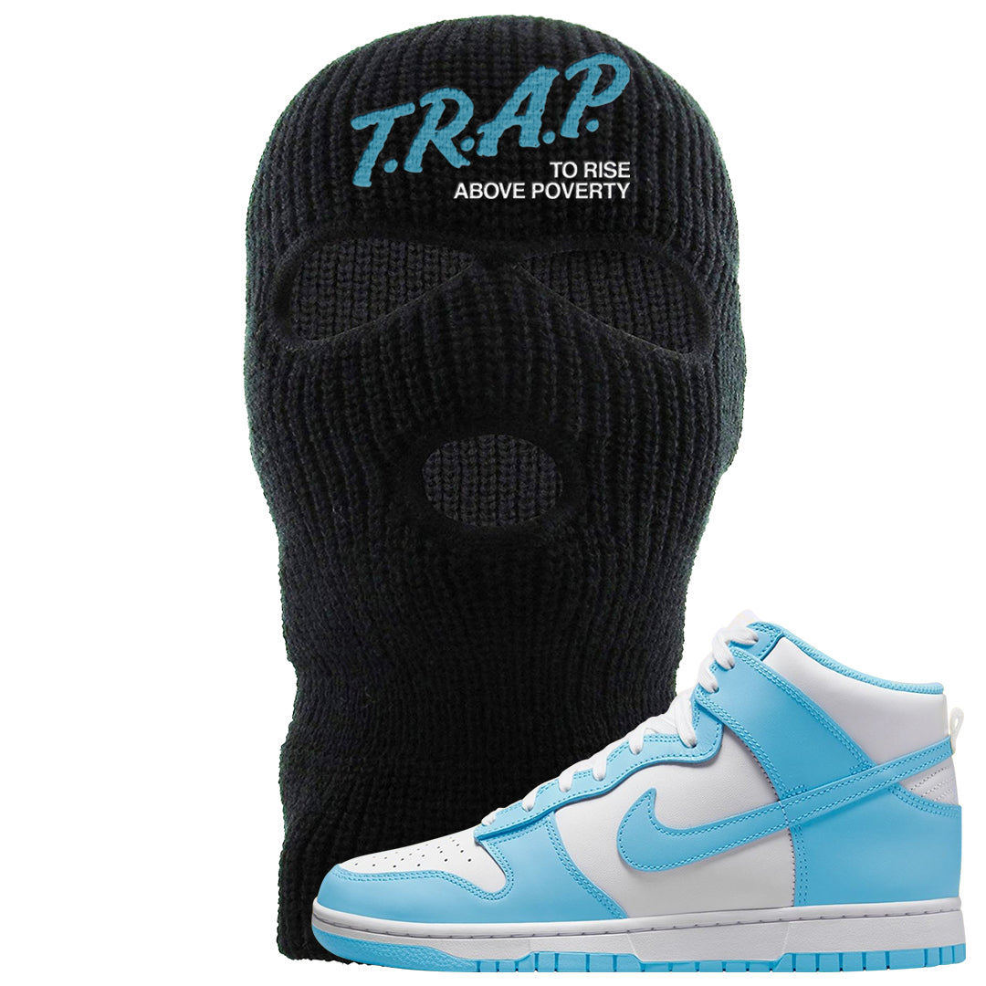 Blue Chill High Dunks Ski Mask | Trap To Rise Above Poverty, Black