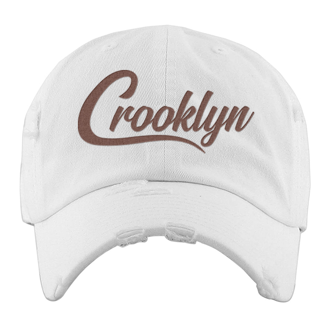Certified Fresh Pecan High Dunks Distressed Dad Hat | Crooklyn, White